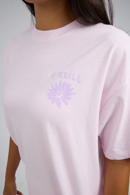 O'Neill Heritage Daisy Oversized Tee in pink for women and teenage girls. FA2642023