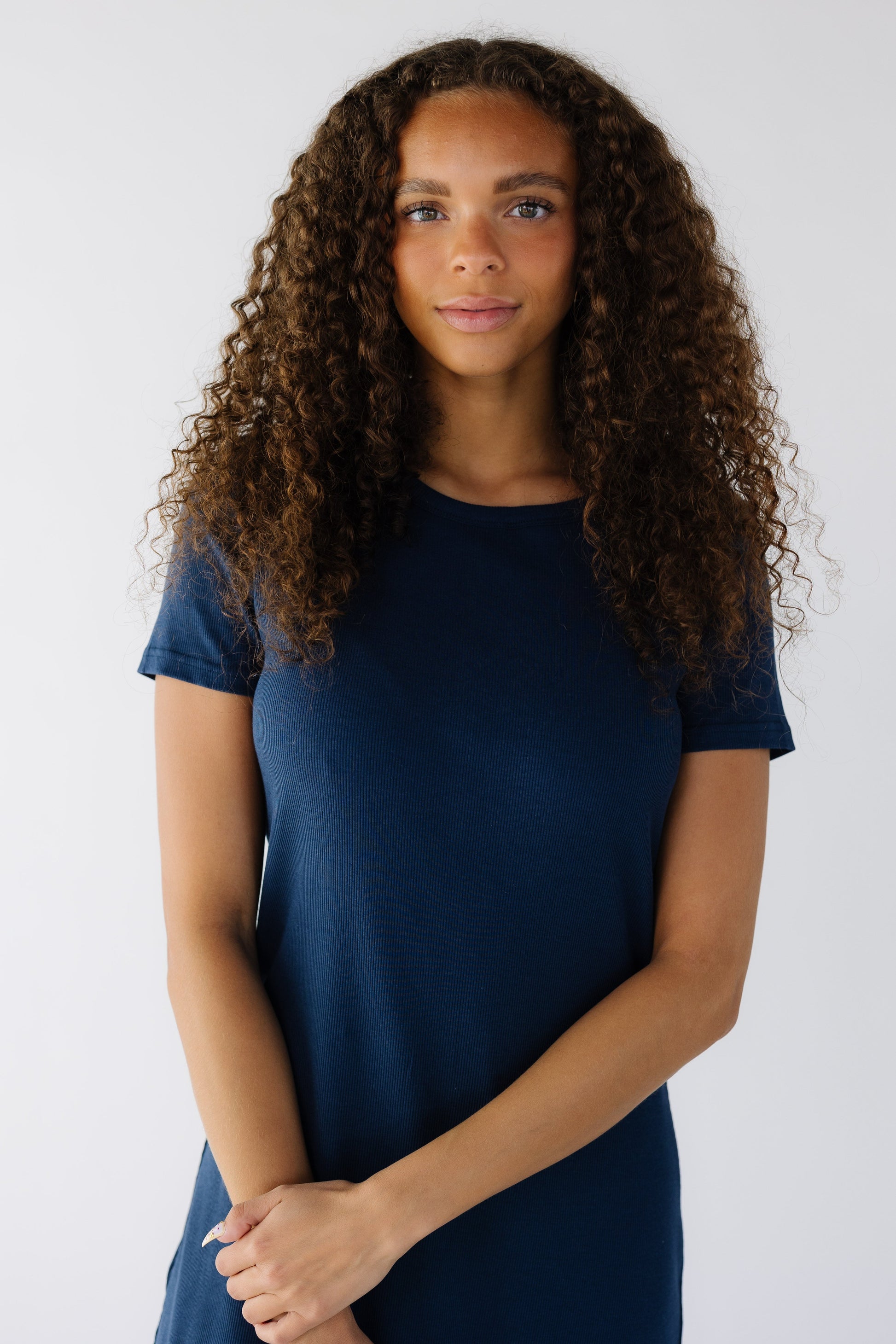Brass & Roe The Modest Ribbed Classic Dress Navy / S
