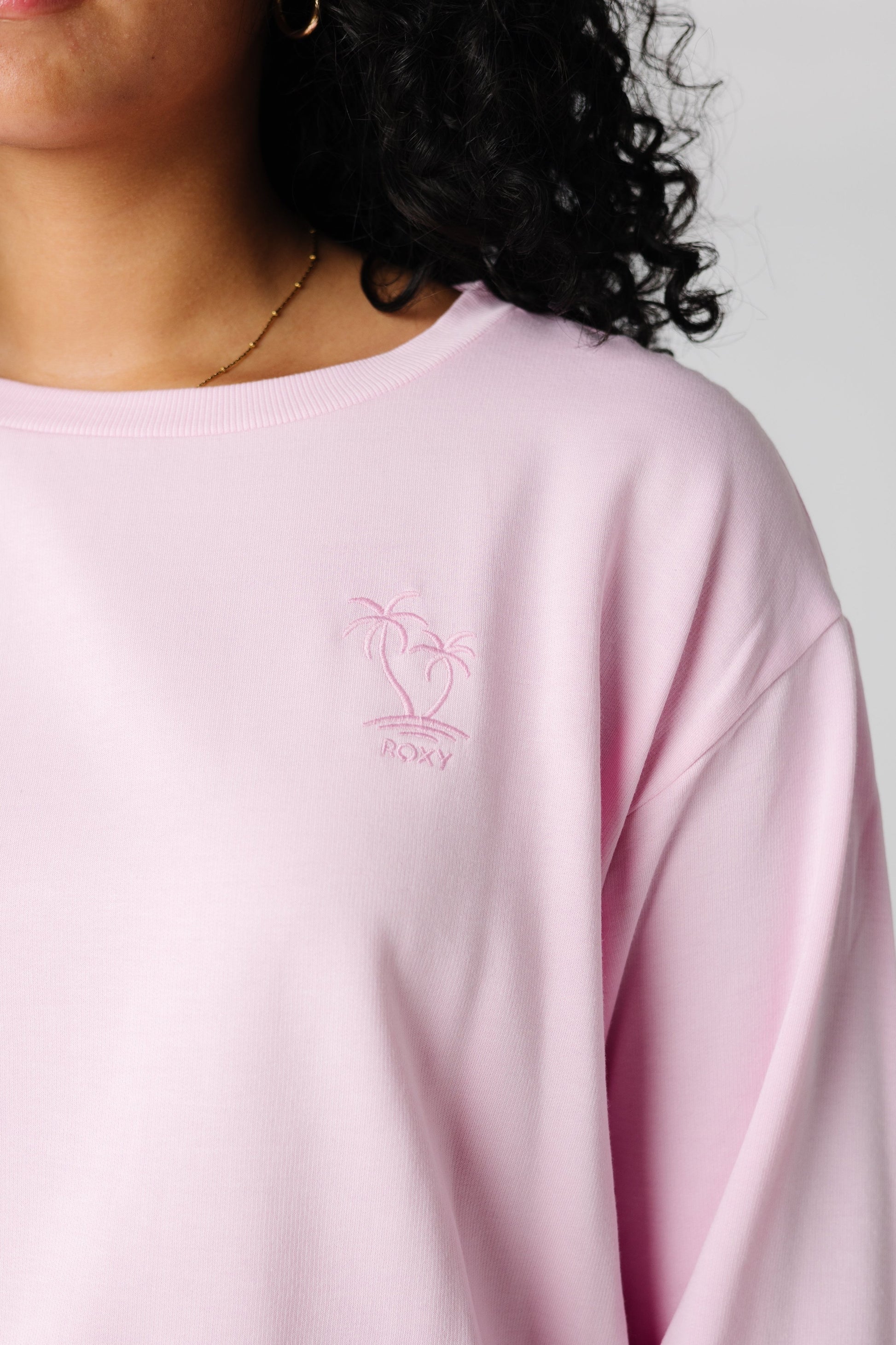 Close view of Roxy pink sweatshirt ERJFT04897