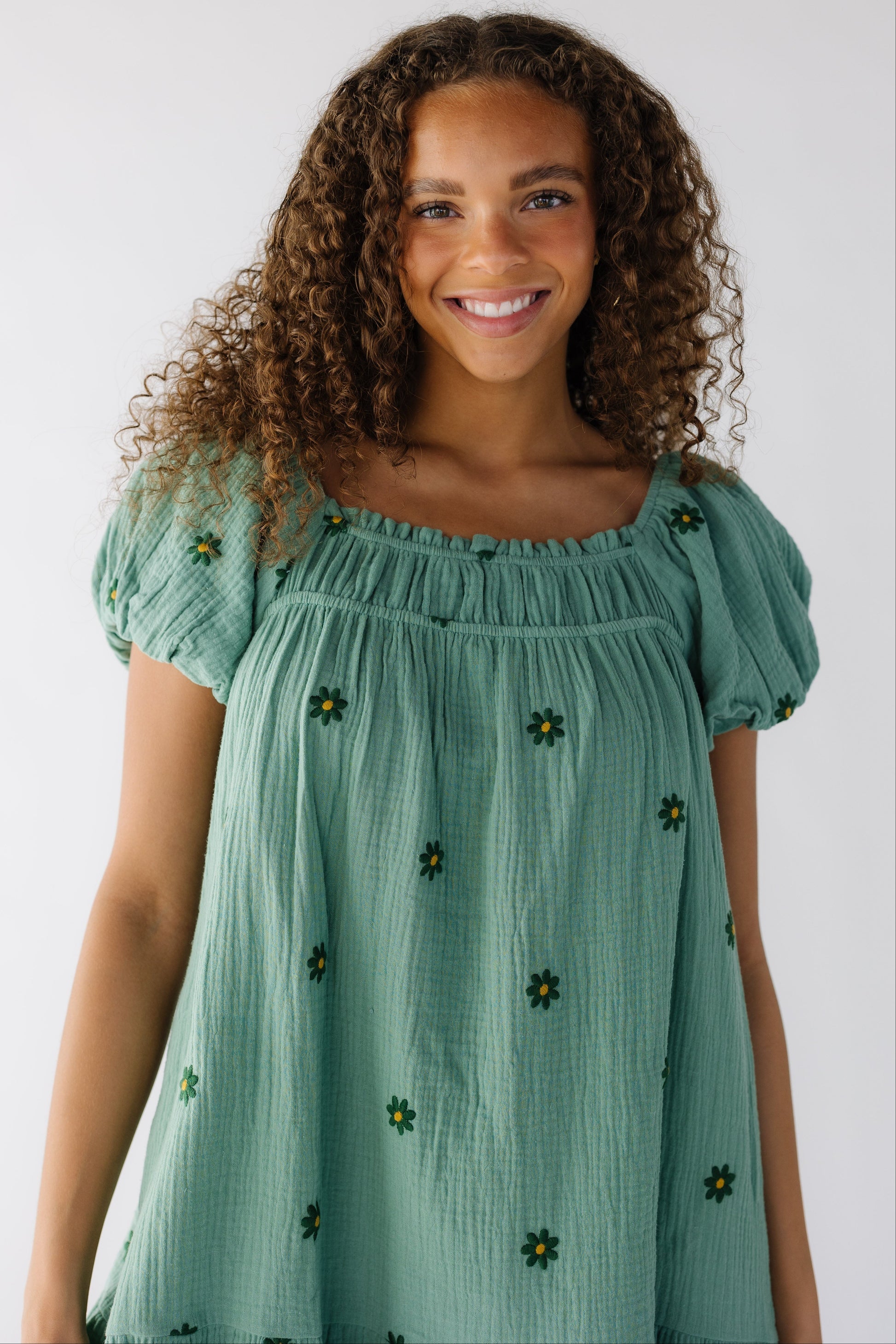 Daisy Embroidered Modest Dress Vanilla / L *FINAL SALE*