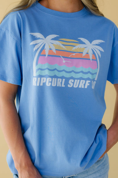 Rip Curl Malibu Relaxed Tee in blue for women and teenage girls. 0NCWTE

