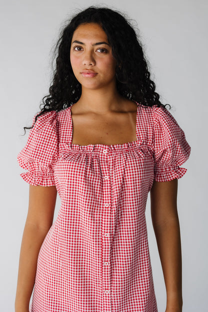 Margo Gingham Puff Sleeve Maxi Dress WOMEN'S DRESS Things Between 
