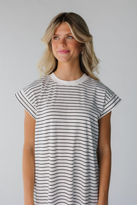 Brass & Roe Stripe Short Sleeve Dress