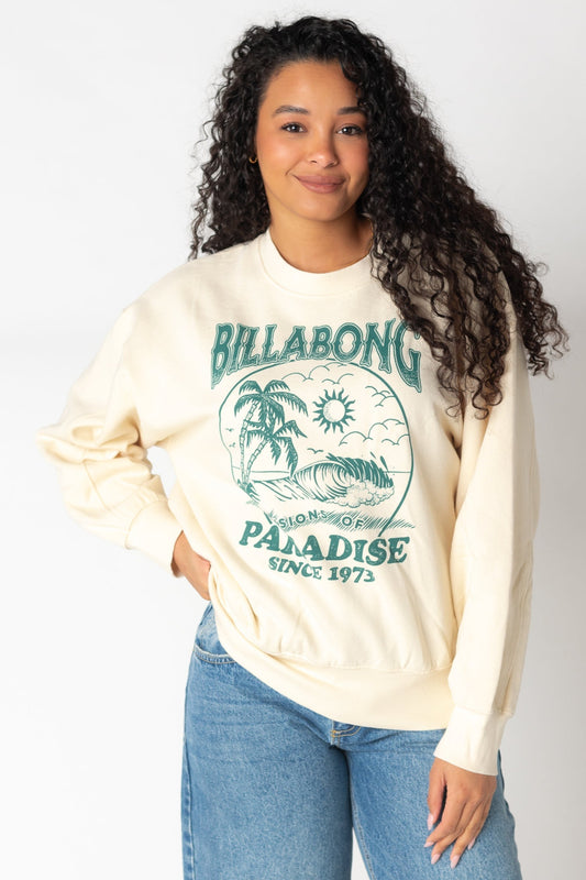 Billabong Fresh Take graphic sweatshirt by Billabong in cream with teal graphic