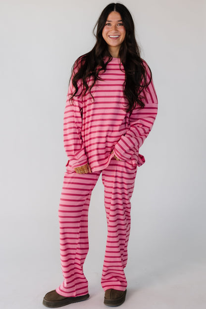 Cutie Everyday Lover Stripe Set in pink and mauve stripe for women and teens.