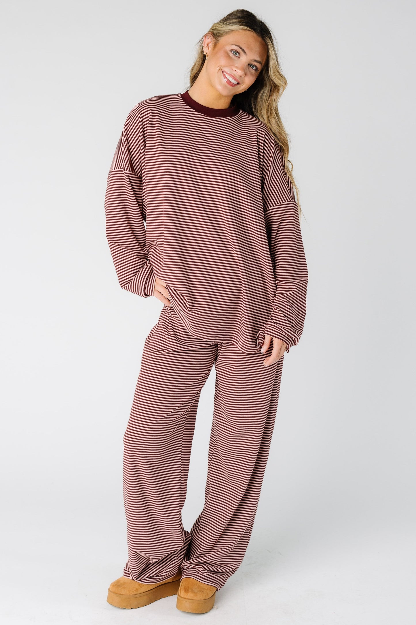 Cutie Everyday Stripe Set Women's Set brass & roe Burgundy/Pink XS 