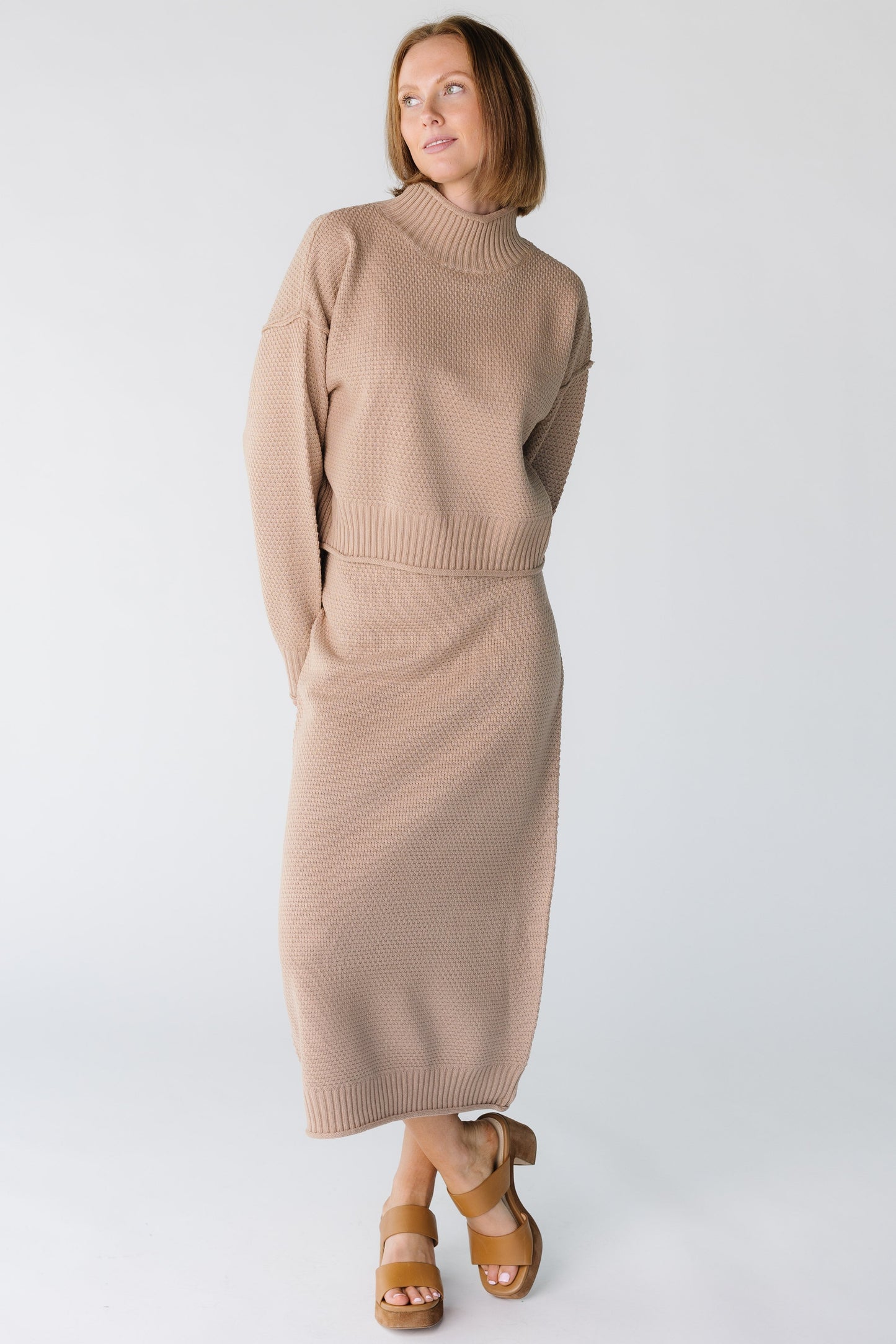 The Danzel Sweater Skirt Set for women and teens in dark taupe