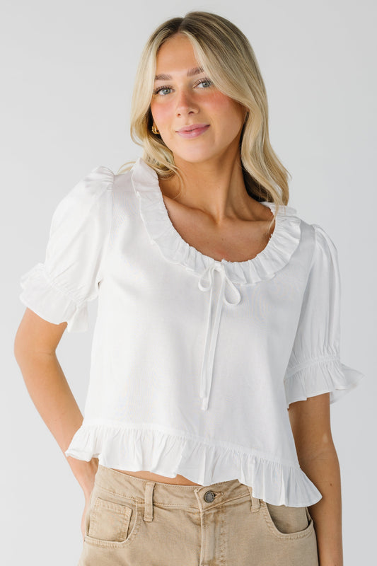 Date Night Ruffle Blouse in ivory