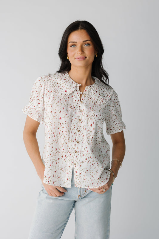 Citrus Ellie Collar Blouse WOMEN'S TOP Citrus Ivory Print XS 