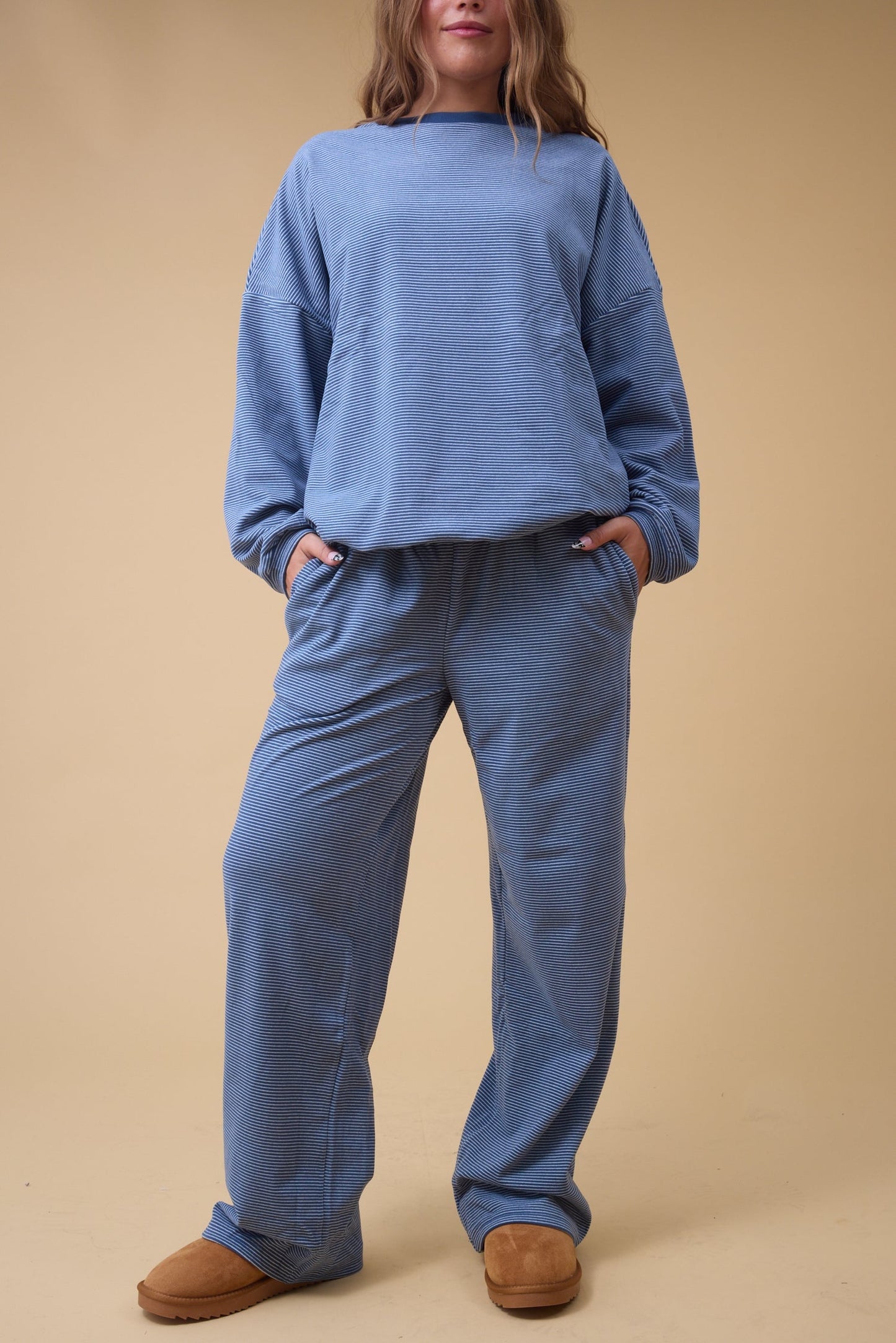 Cutie Everyday Stripe Set Women's Set in blue stripe for women and teenage girls.