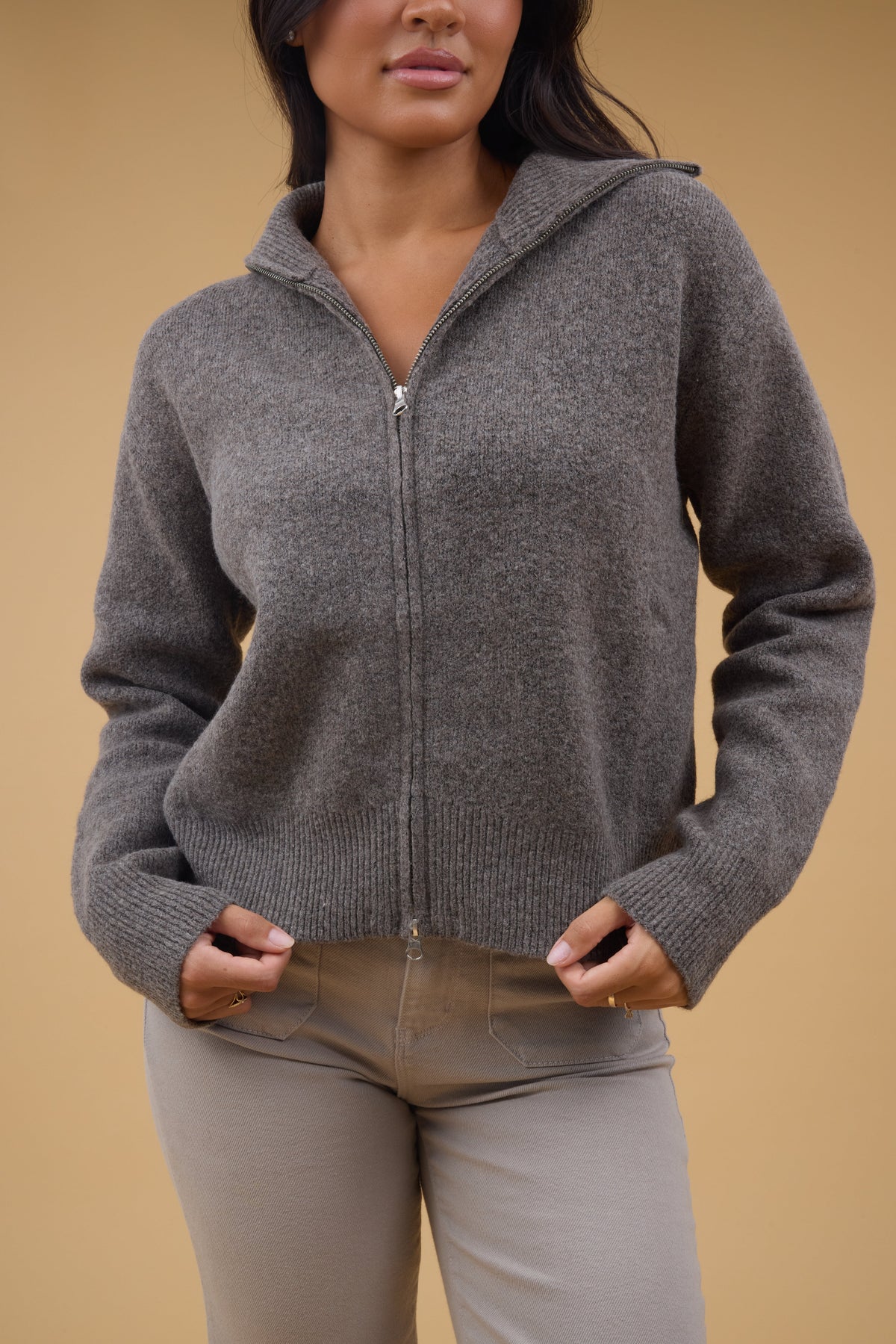 Two Way Zip-Up Sweater WOMEN'S SWEATERS Yours Truly 