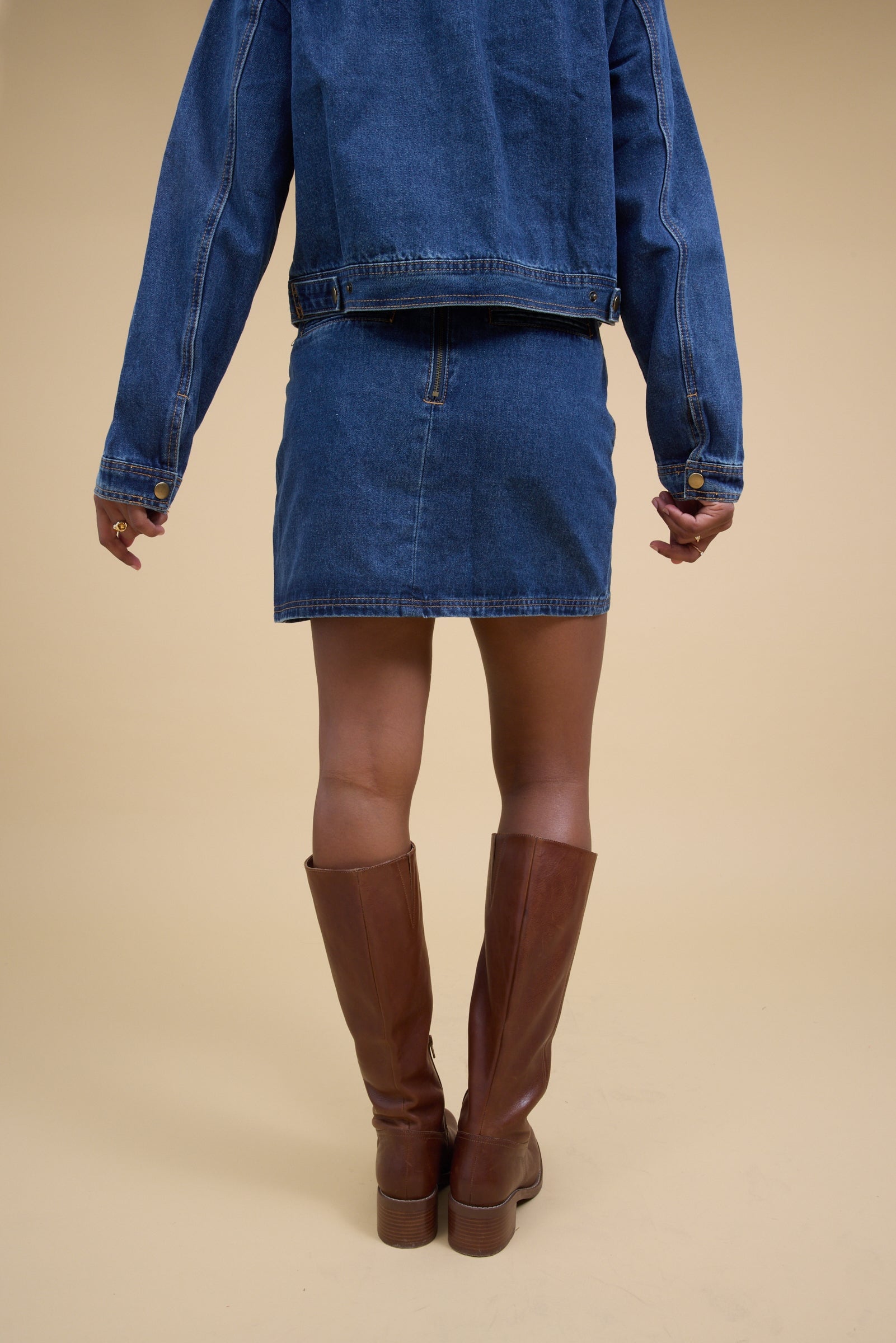 Button Down Indigo Denim Skirt WOMEN'S SKIRTS Miou Muse 