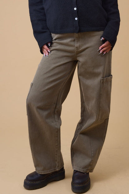 Washed Cargo Pants WOMEN'S DENIM Miou Muse 