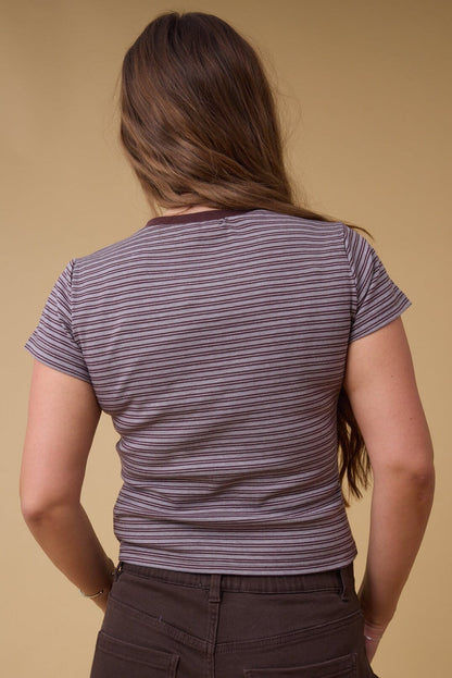 Double Stripe Button Top WOMEN'S TOP Miou Muse 