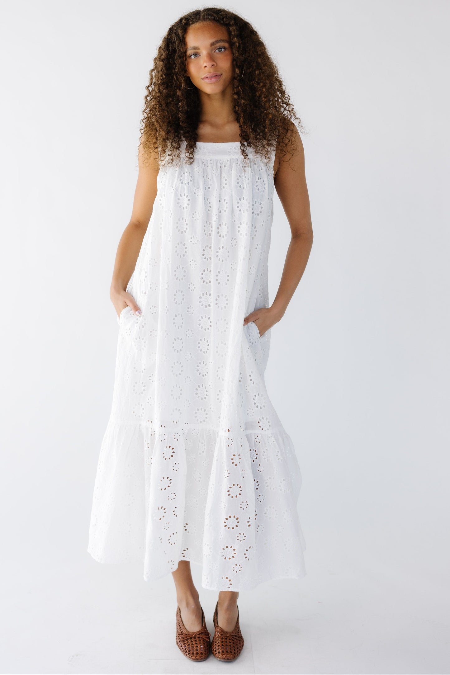 Brass & Roe Forever Eyelet Dress  in white for women and teen girls. 