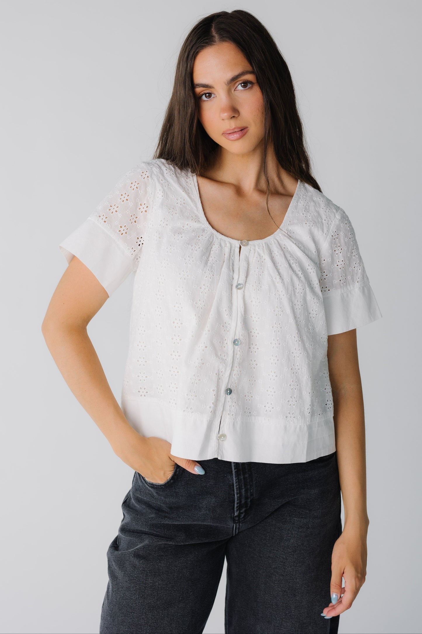 Forever Eyelet Top in white 