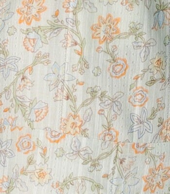 Green floral print fabric swatch