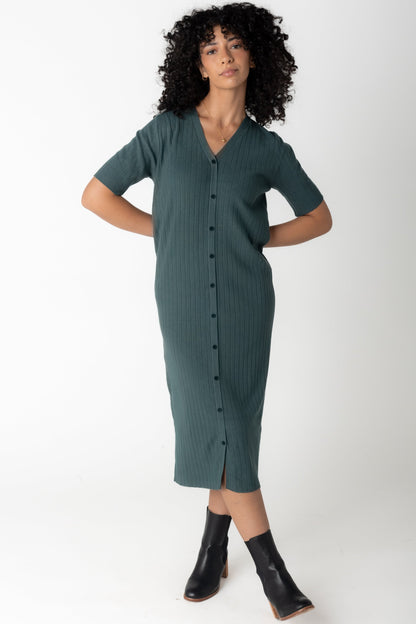 Faye lightweight sweater dress in dark sage