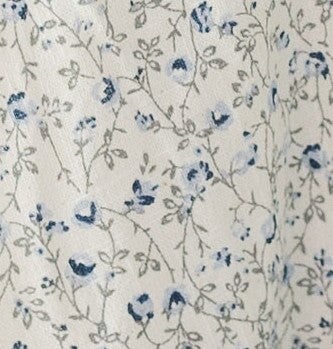 Blue floral fabric swatch.