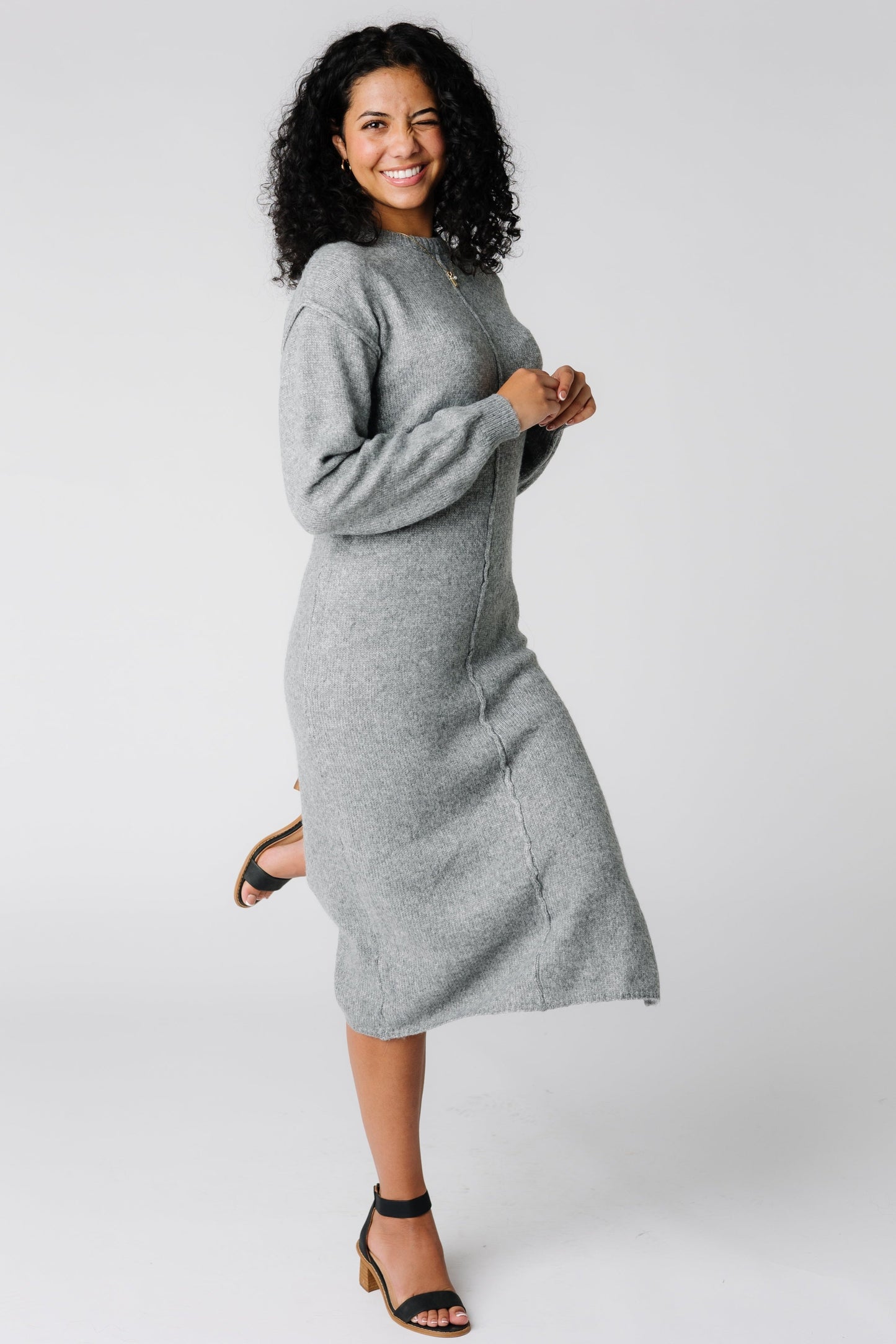 Soft grey wool sweater dress