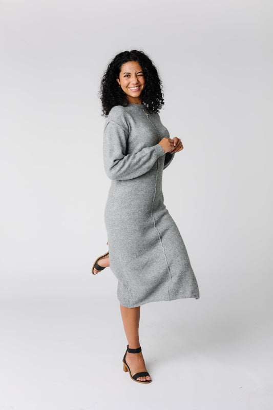 Soft grey wool sweater dress