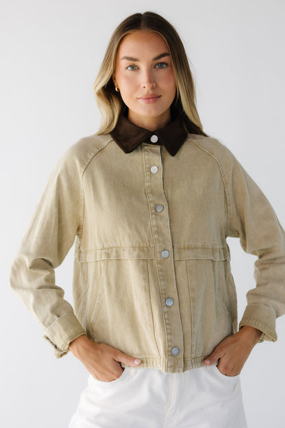 Heritage Field Mineral-Washed Twill Jacket in tan for women and teenage girls.