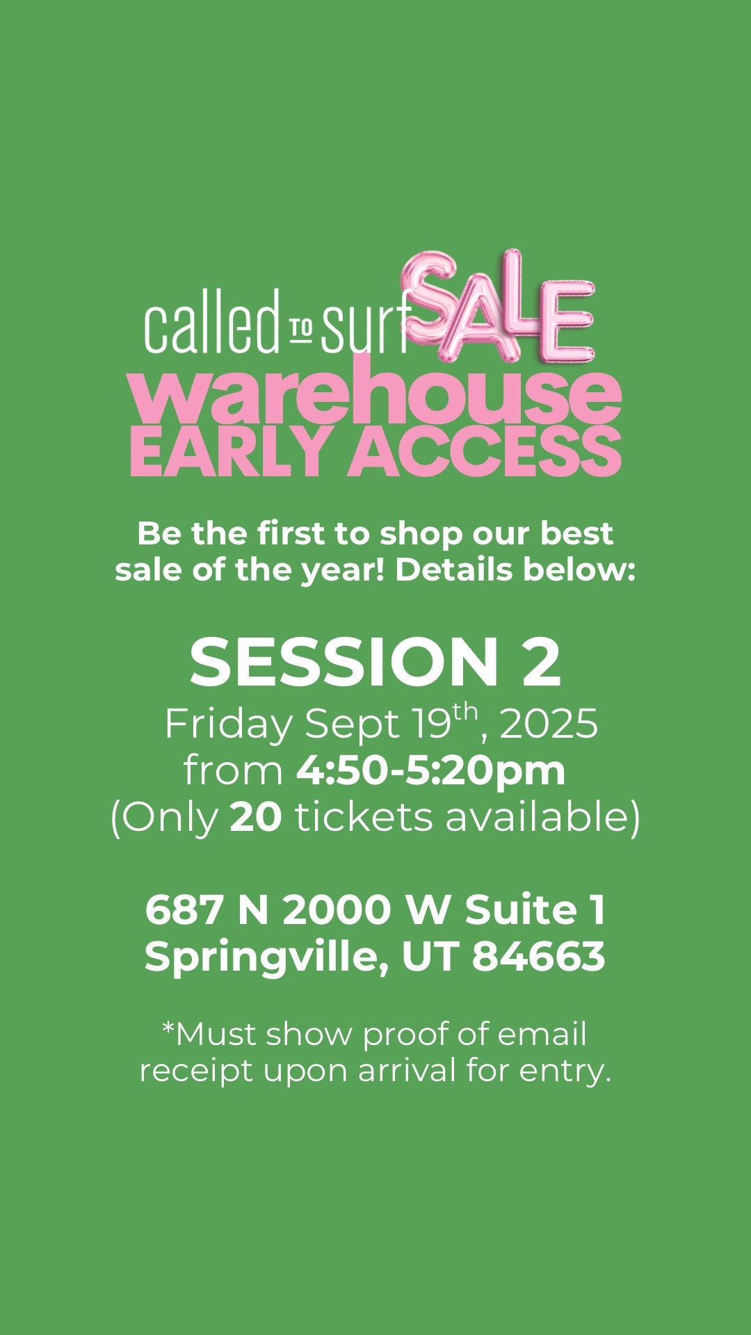 2nd Session - Early Access 4:50 PM - 5:20 PM EVENTS Called to Surf 