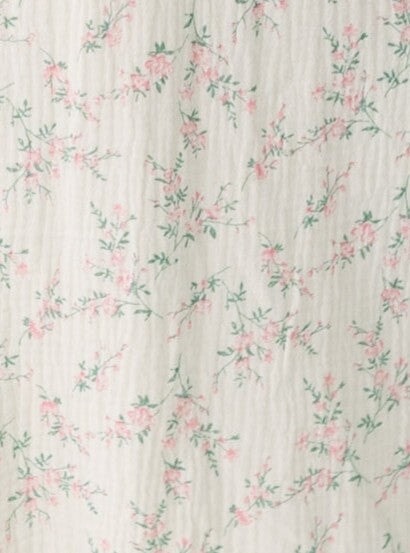 Ivory with pink floral fabric swatch.