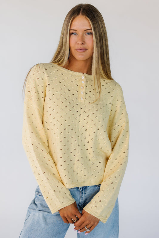 Lattice Eyelet Pullover Sweater WOMEN'S SWEATERS Things Between Honey S 