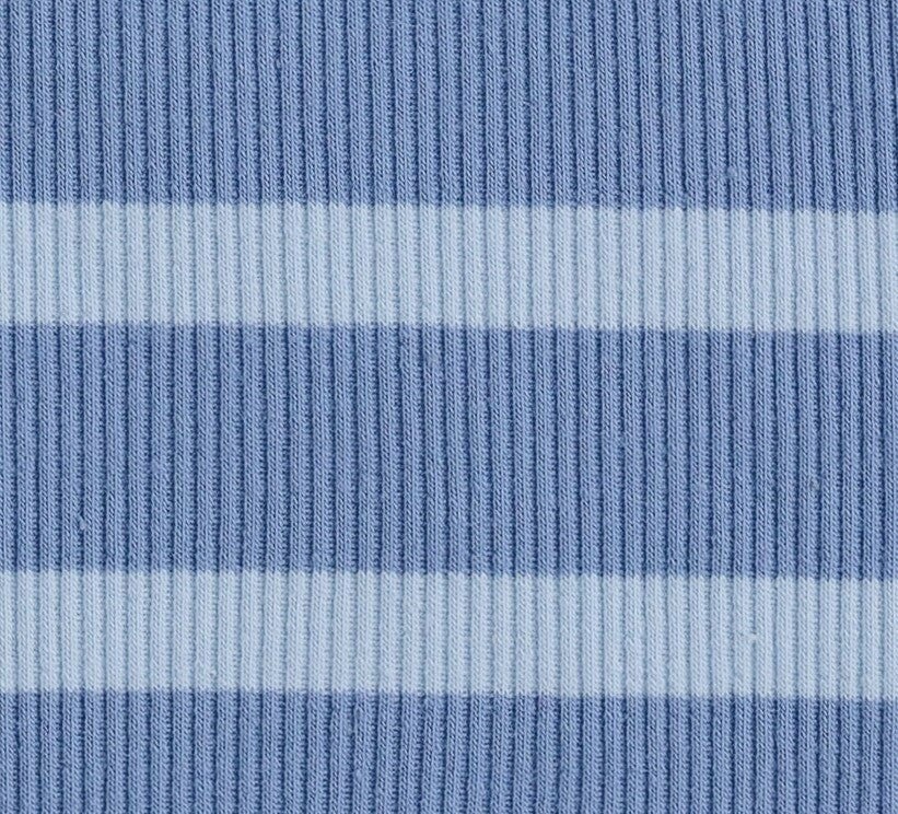 Light blue ribbed & stripe fabric swatch.