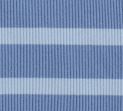 Light blue ribbed & stripe fabric swatch.