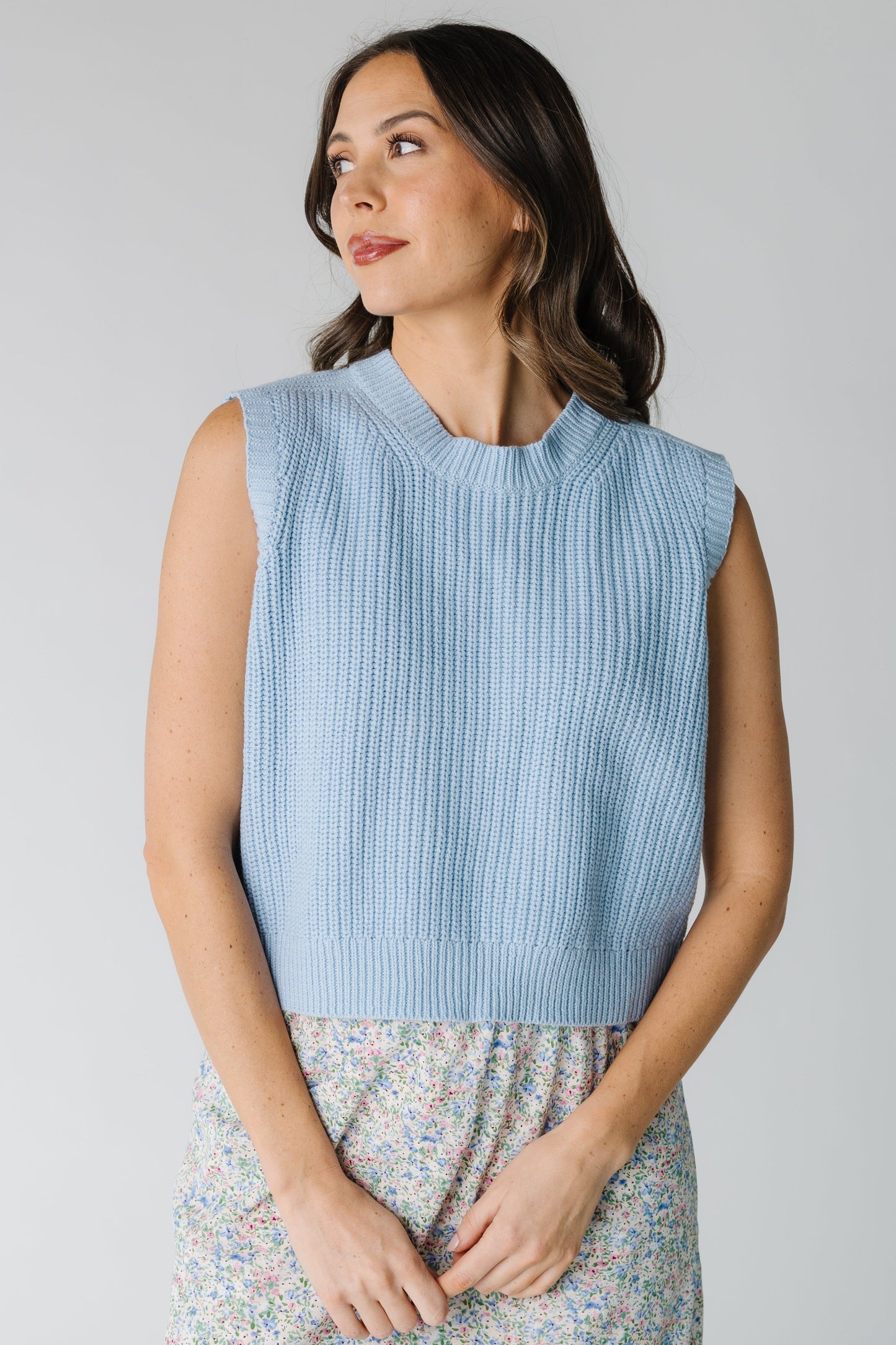 Light blue ribbed sweater vest