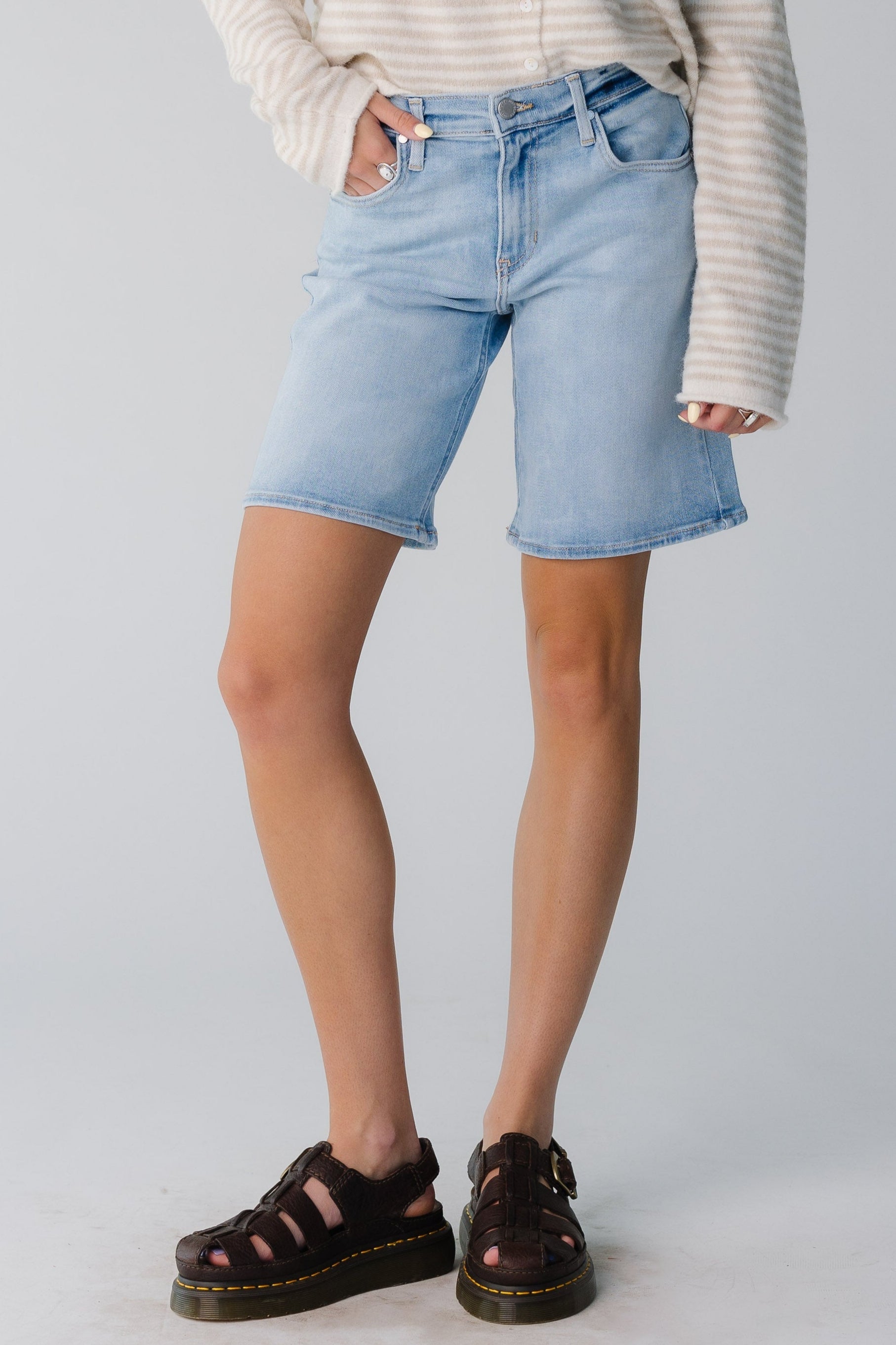 The Perfect Longer Short in light denim