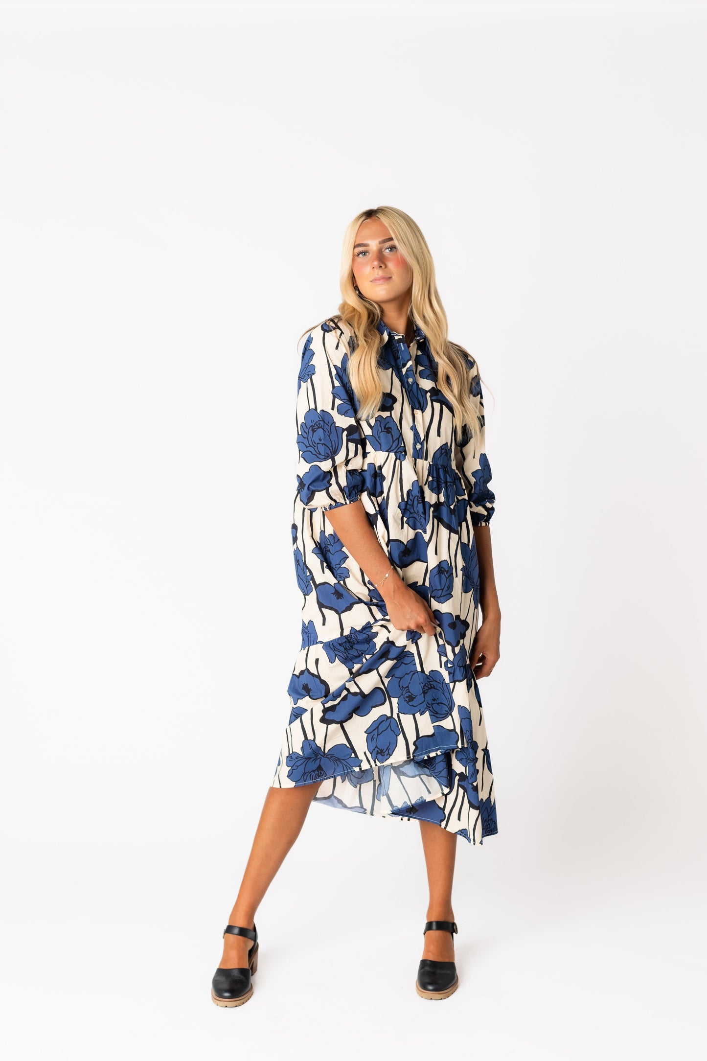 Brass and Roe modest floral print midi dress