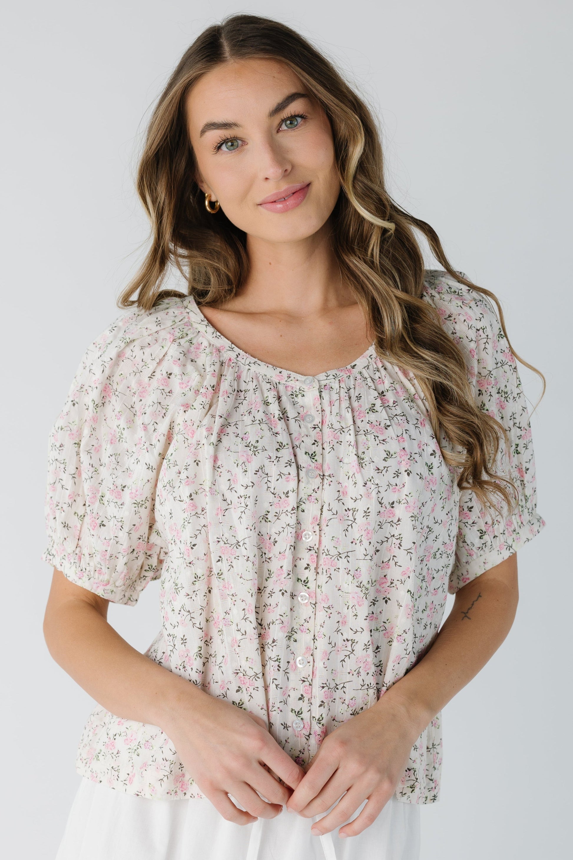 Citrus The Blooming Top in pink floral print