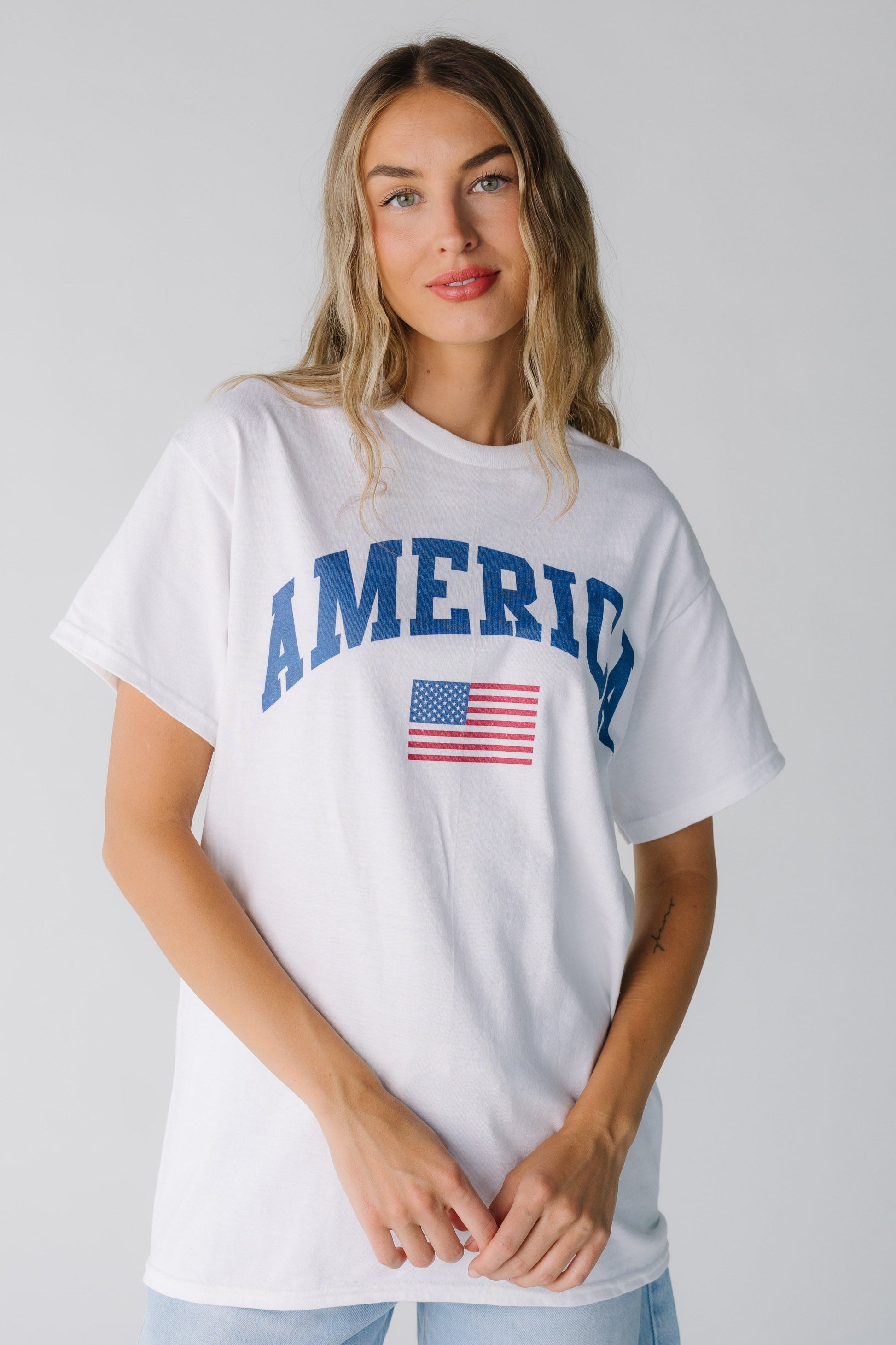 America USA Flag Tee in white