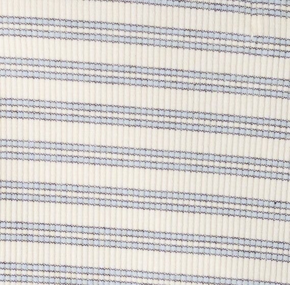 Blue and ivory stripe fabric swatch
