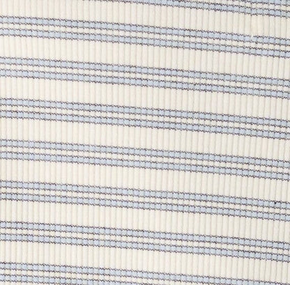Blue and ivory stripe fabric swatch