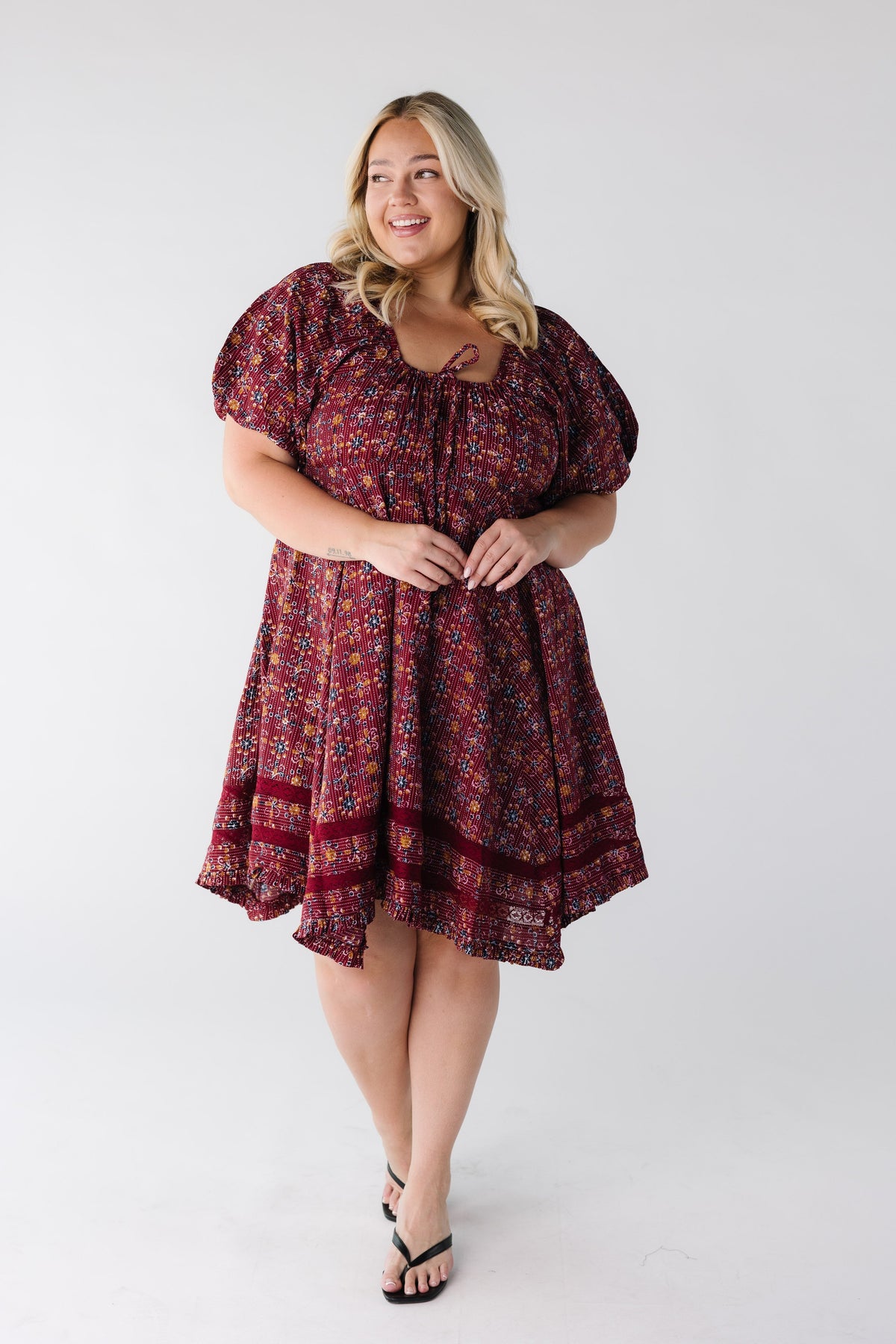 Citrus Lyon Knee Dress WOMEN'S DRESS Citrus Burgundy Print XXL 