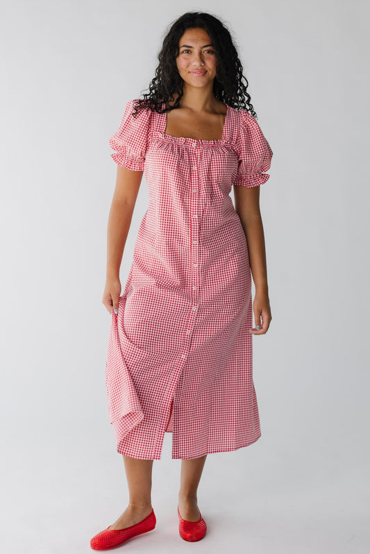 Margo Gingham Puff Sleeve Maxi Dress WOMEN'S DRESS Things Between 