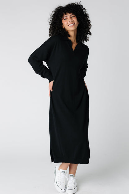 Modest black long sleeve sweater dreess