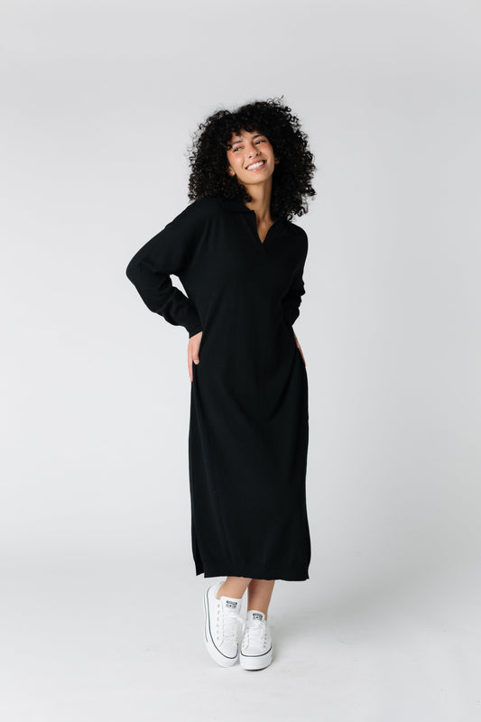 Modest black long sleeve sweater dreess