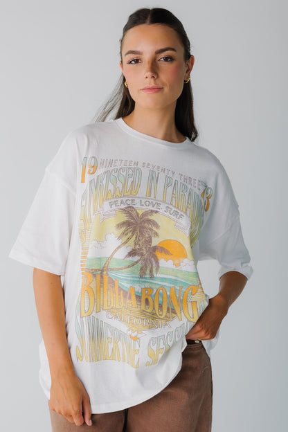 Billabong white graphic tee with short sleeves