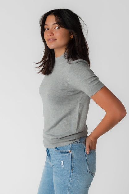 Modest Stella short sleeve top with mock turtleneck