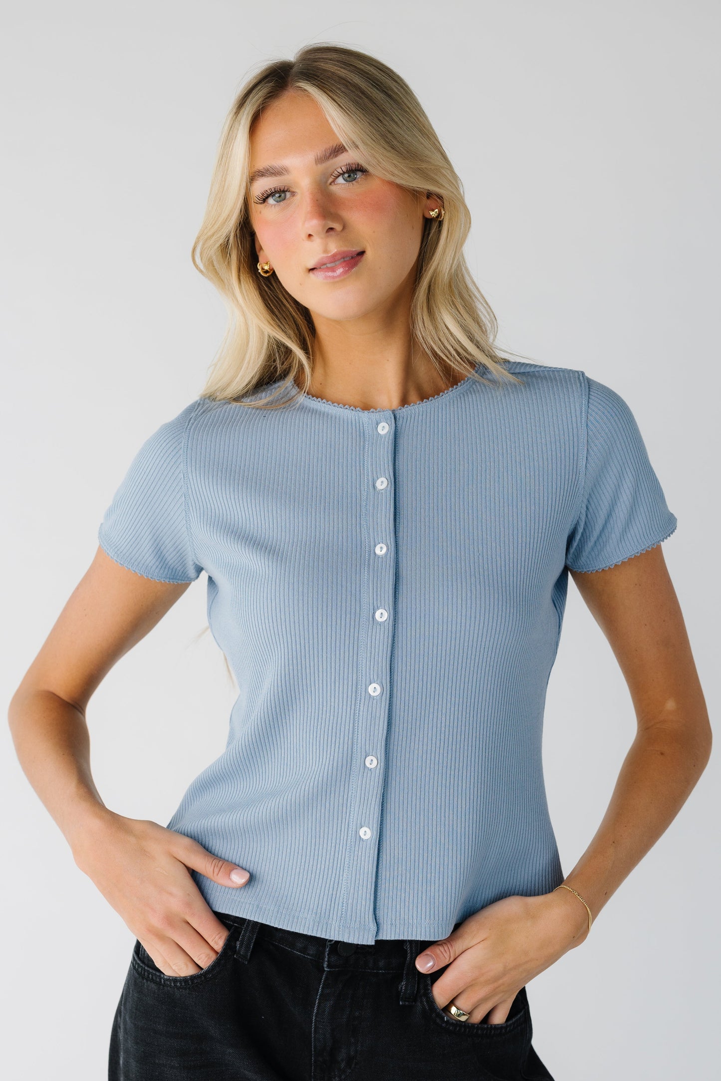Everyday Ribbed Top in blue