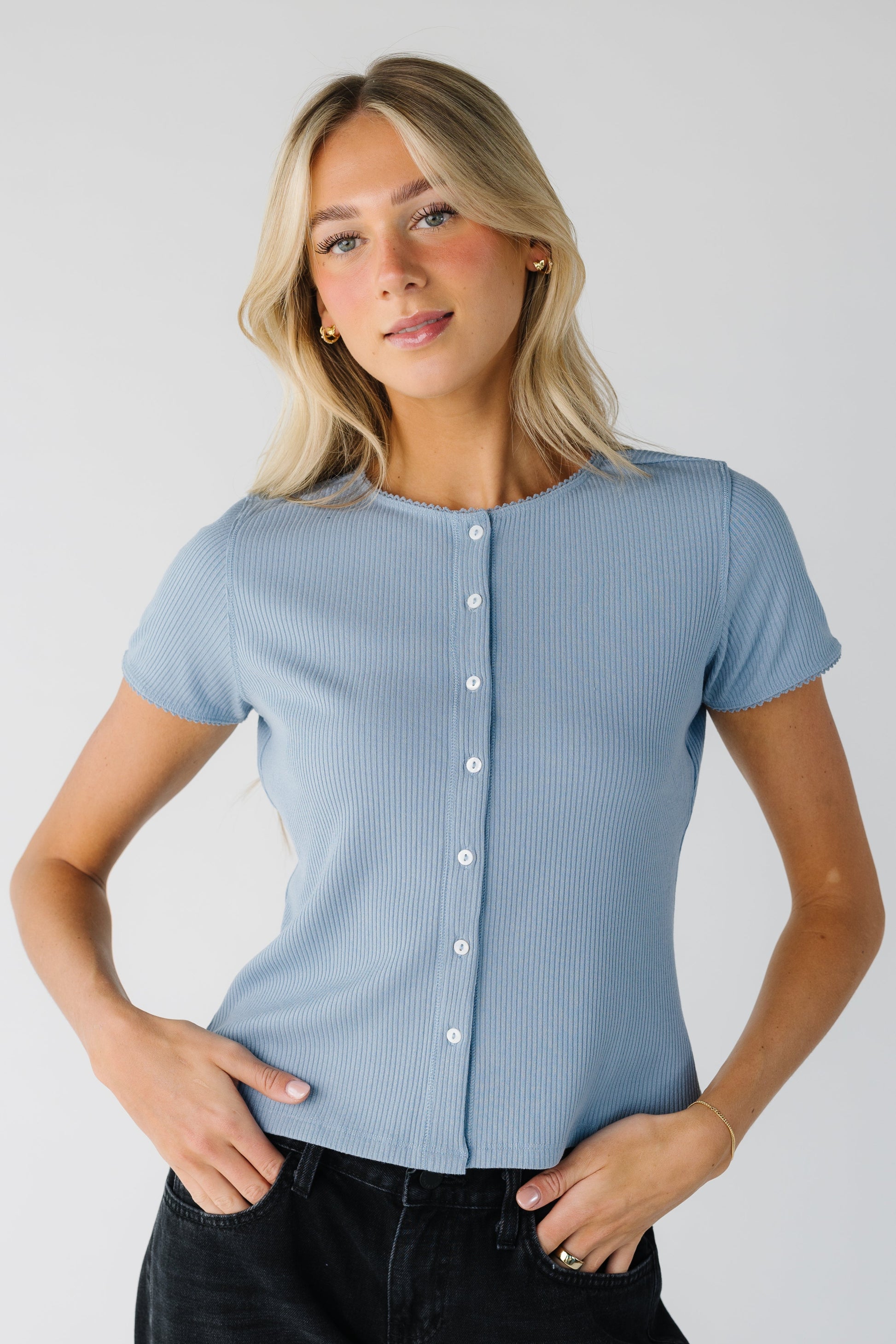 Everyday Ribbed Top in blue