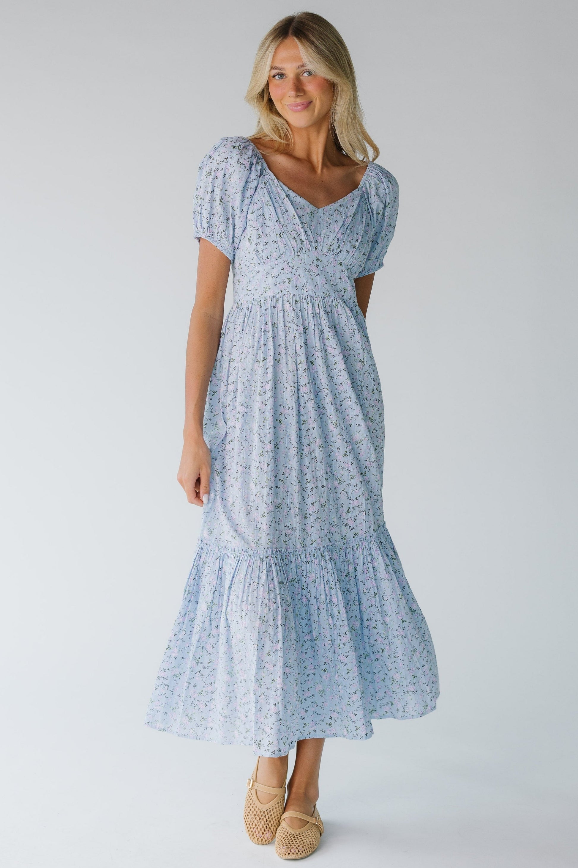 Citrus Swiss Midi Modest Dress Blue Ditsy / XS Citrus Swiss Midi Modest Dress Blue Ditsy / XS