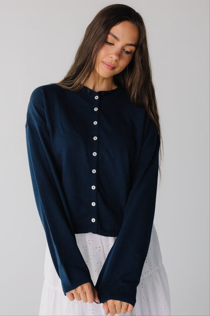 Lila Cotton Cardigan for women in midnight blue