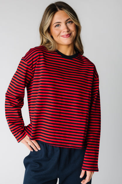 The Callahan Top in red and navy stripe for women and teens