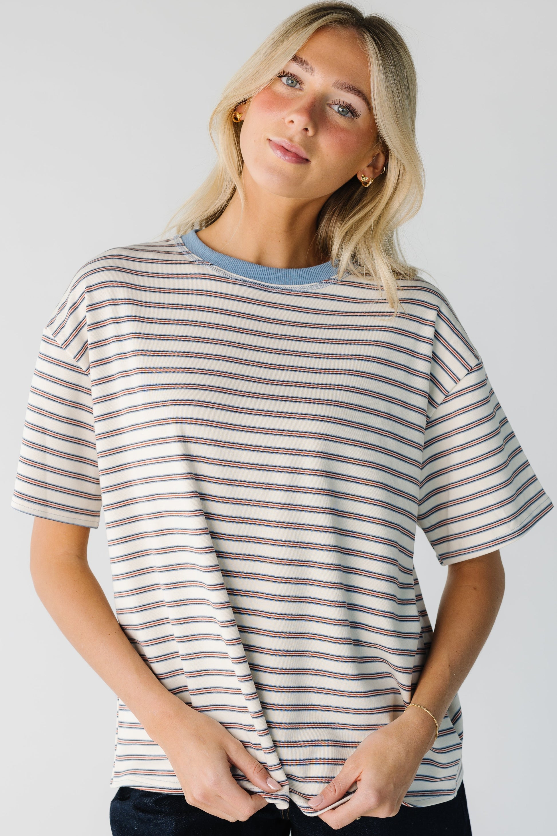 Oversize Stripe T-shirt  in cream